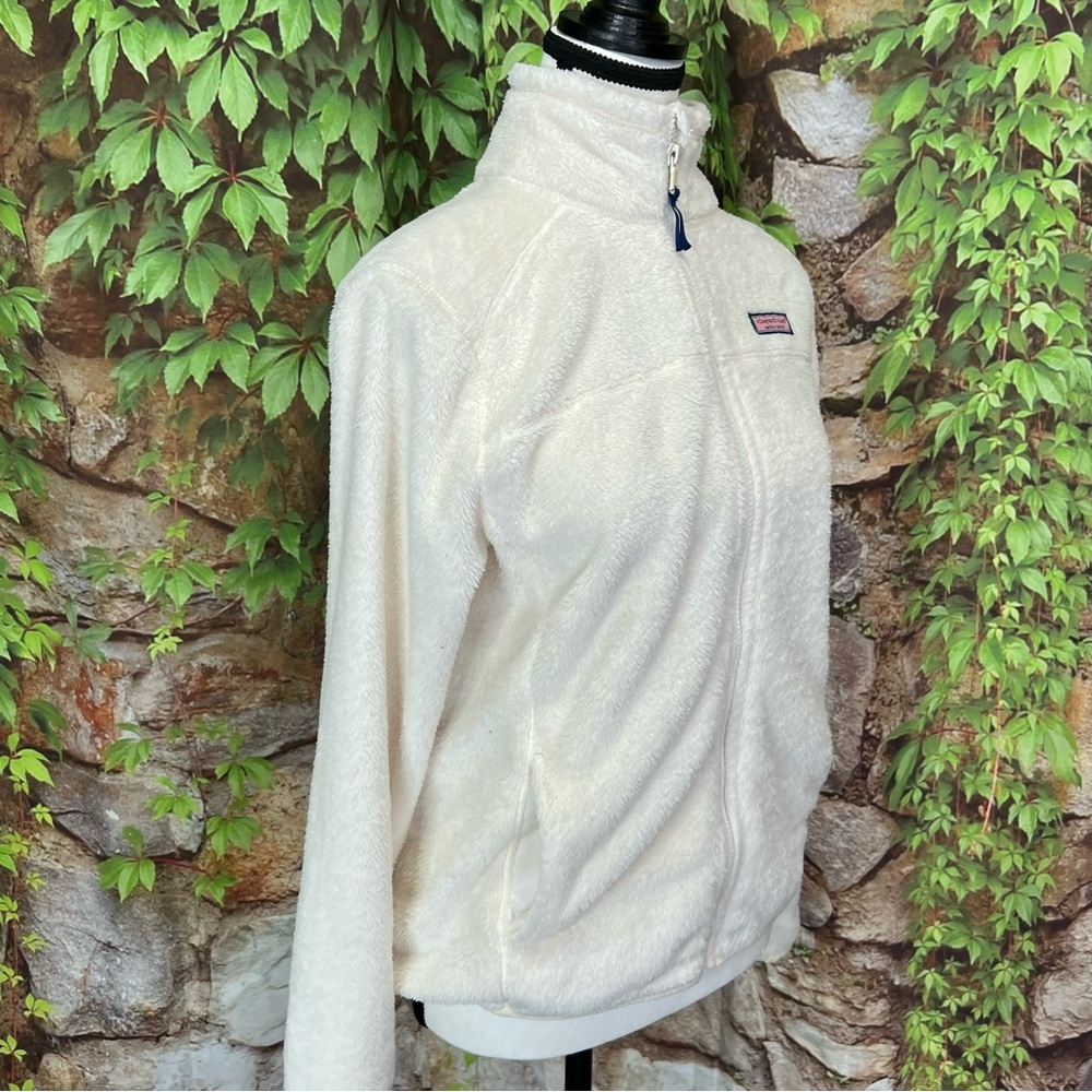 VINRYARD VINES Ivory Zip Front Long Sleeve Fleece Jacket, XS - Picture 12 of 14